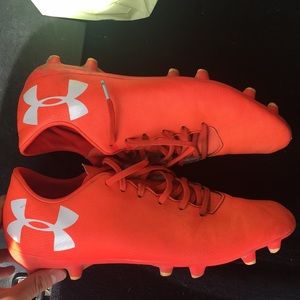 orange under armour soccer cleats